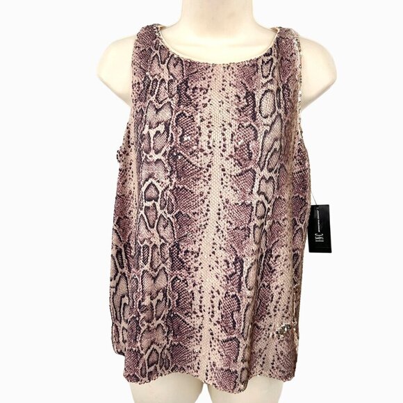 NWT INC INTERNATIONAL CONCEPTS SNAKE PRINT SEQUIN SLEEVELESS TOP - S - Picture 1 of 5